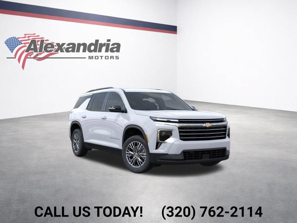 2026 Chevrolet Traverse LT in Summit White — front three-quarter view