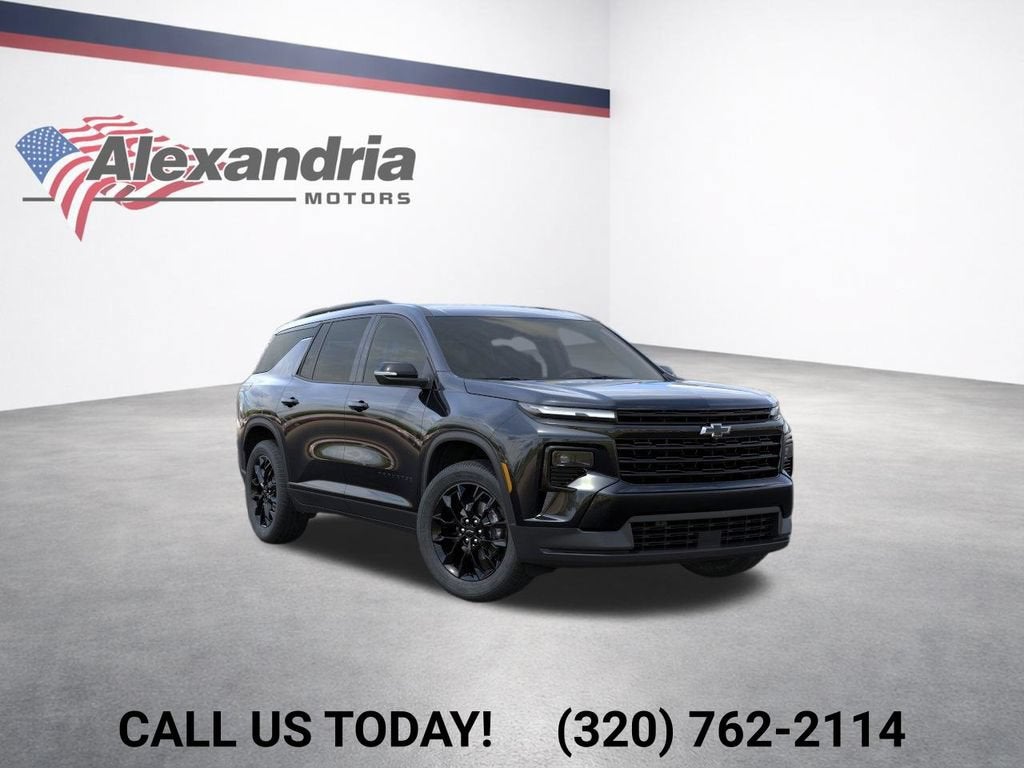 2026 Chevrolet Traverse LT in Mosaic Black Metallic — front three-quarter view