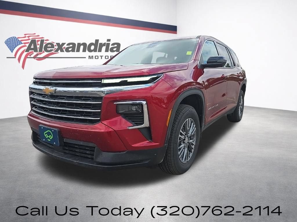 2025 Chevrolet Traverse LT in Radiant Red Tintcoat — front three-quarter view