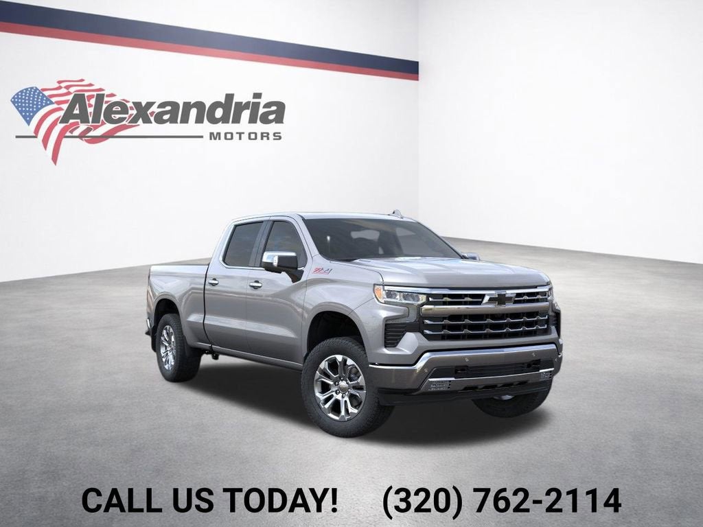 2026 Chevrolet Silverado 1500 LTZ in Sterling Gray Metallic — front three-quarter view