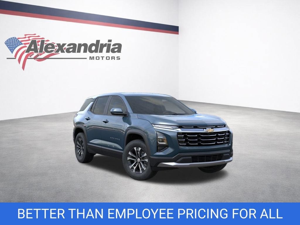 2027 Chevrolet Equinox AWD LT in Lakeshore Blue Metallic — front three-quarter view