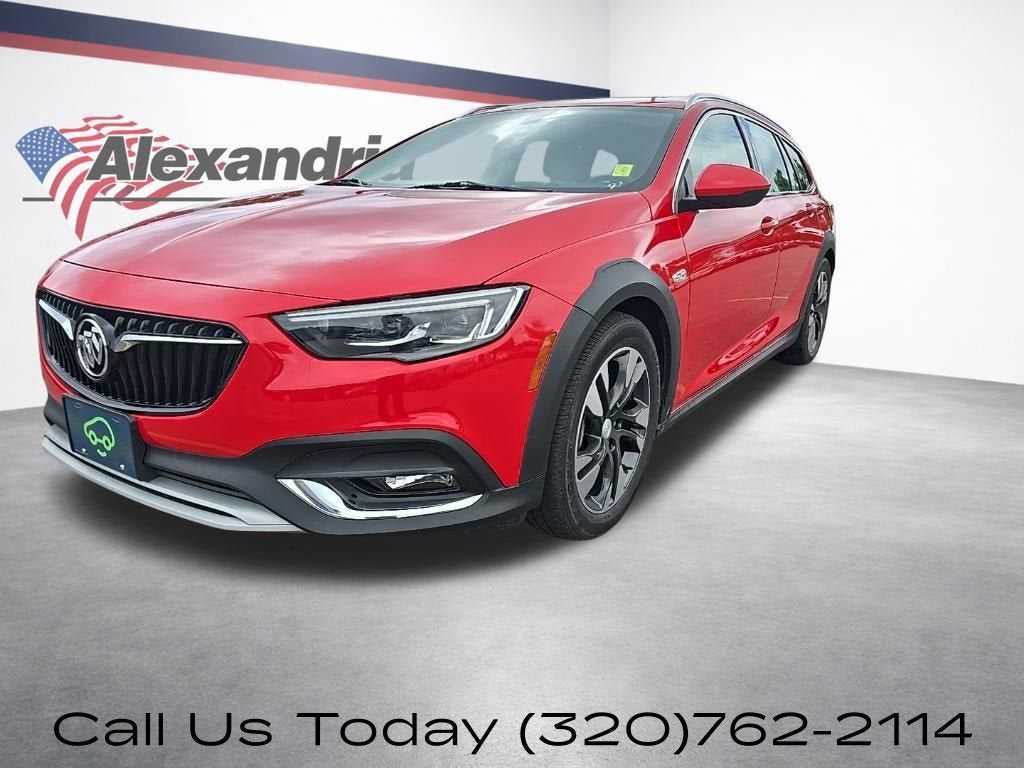 2019 Buick Regal TourX Preferred in Sport Red — front three-quarter view
